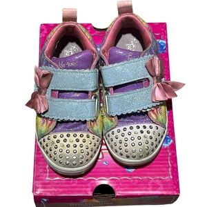 Skechers Twinkle Toes Light & Sparkle Rayz Groovy Bright Sneakers Lavender Multi